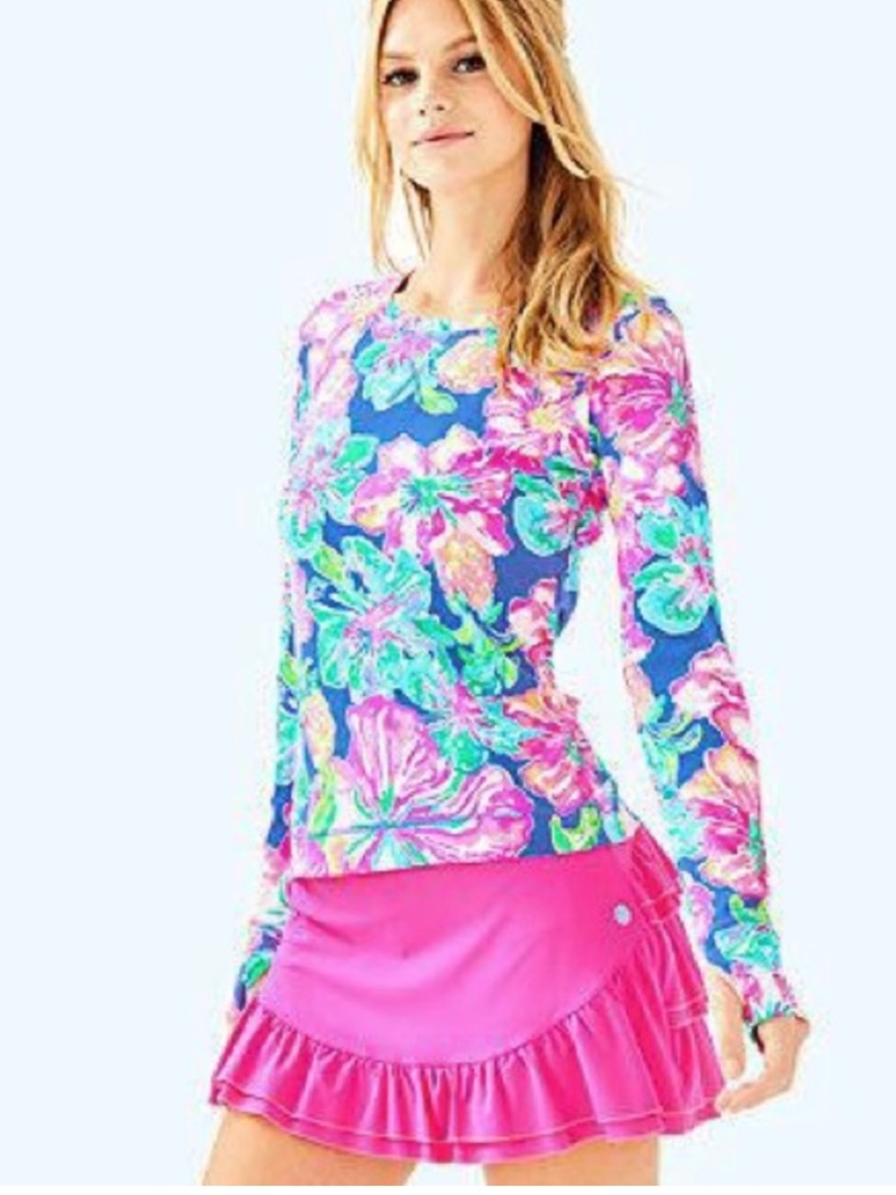 Lilly Pulitzer Luxletic Renay Athletic Long Sleeve Jungle Utopia Top Size Large